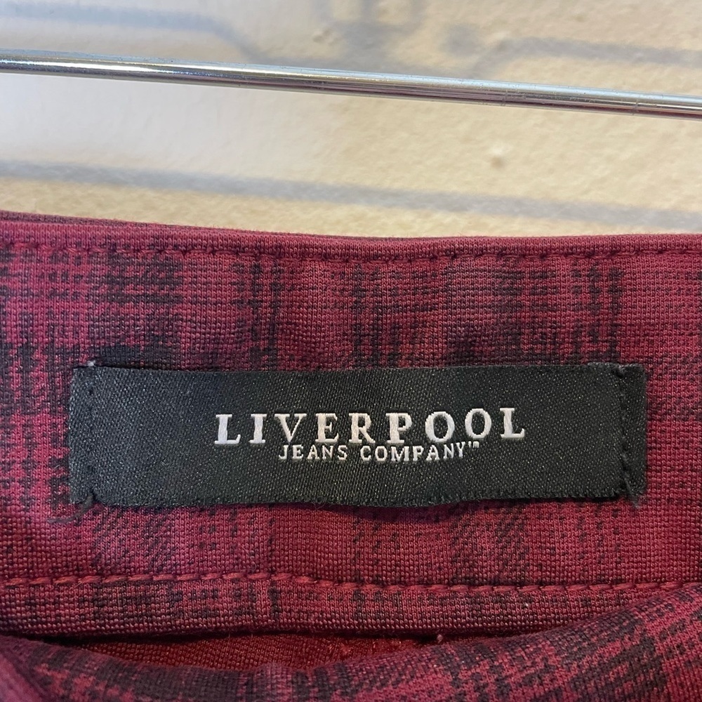 Liverpool Jeans Red Plaid Stretchy Pull On Skinny Legging Pants - Picture 5 of 7